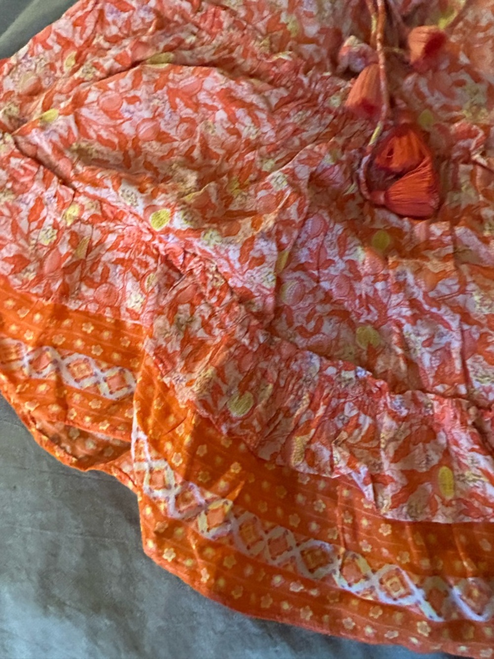 Poupette St. Barth Orange Floral V-Neck Mini Dress - Picture 6 of 7